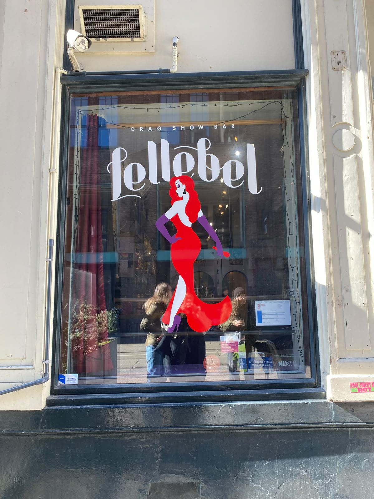 Window of Lellebel drag show bar in Amsterdam
